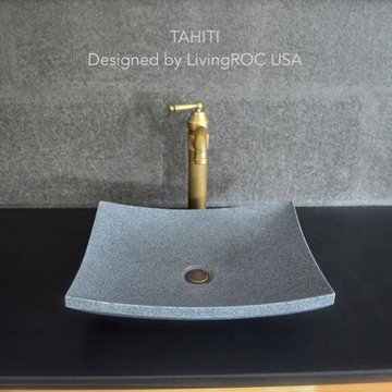 18'' GRAY GRANITE STONE CONTEMPORARY  BATHROOM VESSEL SINK-TAHITI