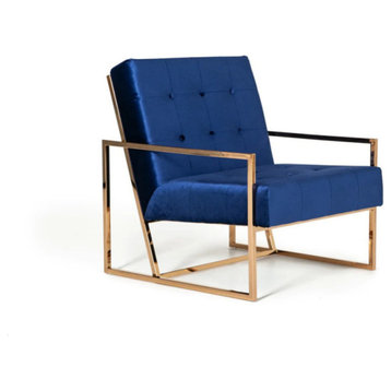 Dawson Modern Blue and Gold Accent Chair