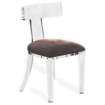 Duchess Modern Acrylic Dining Chair With Velvet Seat Set of 2