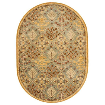 Safavieh Antiquity Collection AT613 Rug, Light Blue/Gold, 7'6"x9'6" Oval