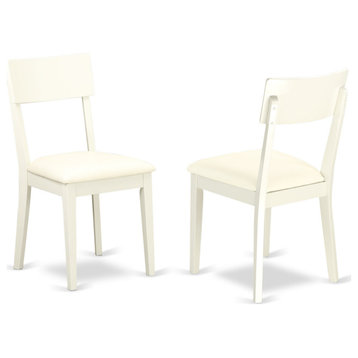 Set of 2 Andy Slat Back Dining Room Chair, Linen White Finish