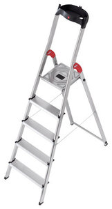 Hailo L60 Step Ladder, Silver/ Black, 5 Step