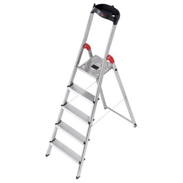 Hailo L60 Step Ladder, Silver/ Black, 5 Step