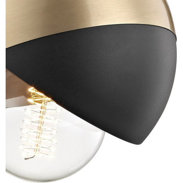 Emma Wall Sconce With Black Accents, Finish: Aged Brass