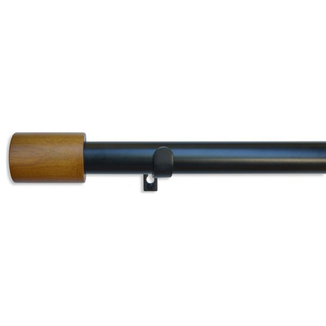 Linen Avenue Wood Cylinder Single Curtain Rod Set,28 to 48-Inch,Matte Black