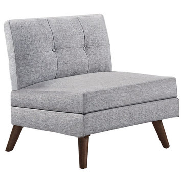Button Tufted Armless Chair, Gray Finish