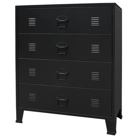 vidaXL Metal Storage Cabinet with Air Vents, 30.7x15.8x36.6 Inches Black