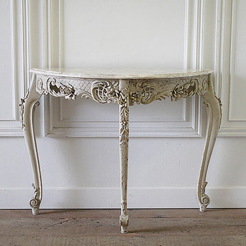 Early 20th Century French Carved Console Table with Marble Top