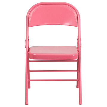 Hercules Colorburst Series Bubblegum Pink Metal Folding Chair
