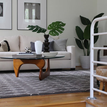 Monstera Leaves on Noguchi Coffee Table in LA Staging