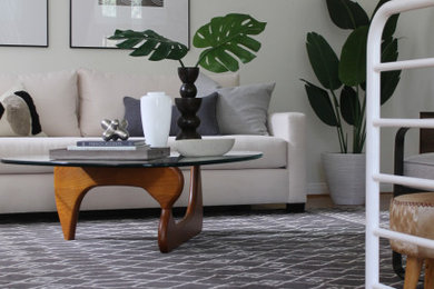 Monstera Leaves on Noguchi Coffee Table in LA Staging