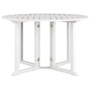 Afuera Living White Washed Wood Outdoor Drop Leaf Dining Table