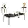 Monarch Specialties 7844P 3-Piece Coffee Table Set in Grey Marble and White