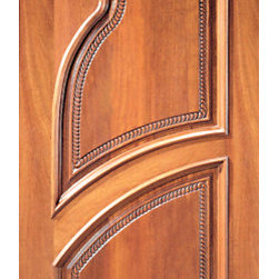 Single Door, Hand Carved Arch Panels in Mahogany, Left - Front Doors