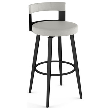 Amisco Paramont Swivel Stool, Light Gray Polyester/Black Metal, Counter Height