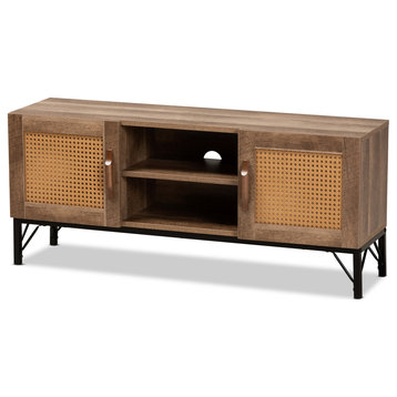 Giles Bohemian Natural Brown Finished 2-Door TV Stand