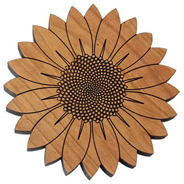 Sunflower Trivet - Solid Cherry Wood, Combo Pack ( 6in + 7.5in)