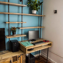 Aurelie Industrial Reused Scaffolding & Steel Pipe Multi Media & Shelves - Display & Wall Shelves