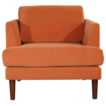 Minae Modern Contemporary Velvet Armchair, Rust