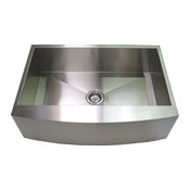 30" Handmade Farmhouse Curved Front Apron Stainless Steel Kitchen Sink