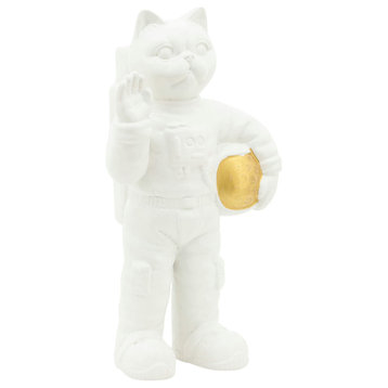 Cer,12",astro Cat Deco,white/gold