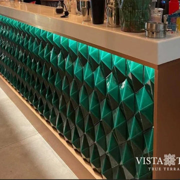 Green Diamonds Handmade Tile