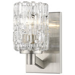 Z-Lite - Z-Lite 1931-1S-BN Aubrey 1 Light Wall Sconce in Brushed Nickel - A contemporary haven is bejeweled with glam as this exquisite single-light wall sconce becomes a focal point in a custom bath space. A crystal-like glass shade adds an air of exclusivity to a fixture with a beautiful Brushed Nickel finish metal mount and arm, and an air of high-class, upscale elegance.