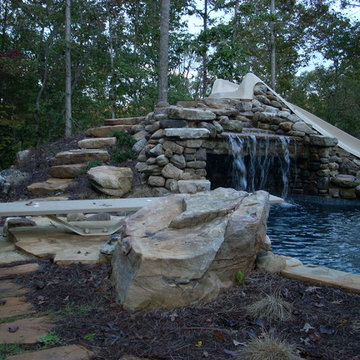 Waterslide with cave and diving board