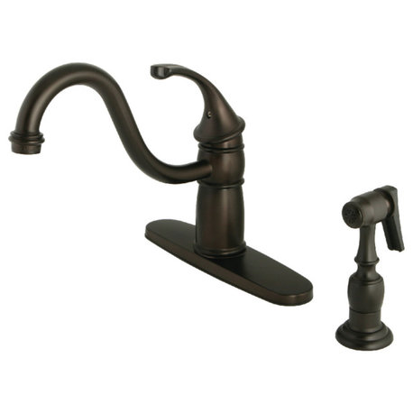 Kingston Brass Single-Handle Kitchen Faucet w/Brass Sprayer, Oil Rubbed Bronze