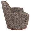 Sunset Trading Heathered Soft Tweed T-Cushion Fabric Swivel Chair in Black/Brown