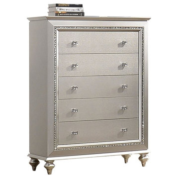 ACME Kaitlyn 5-Drawer Wooden Chest in Champagne White