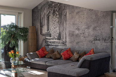 Contemporary open concept living room.