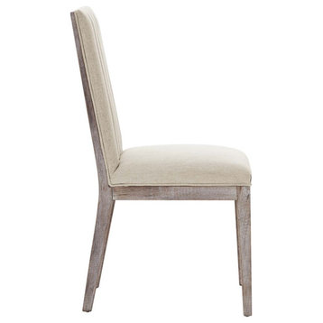 Modway Maisonette Solid Wood and Tufted Fabric Dining Side Chair in Beige