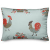 Rooster Pattern in Blue Throw Pillow