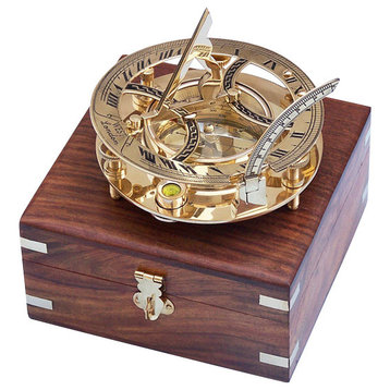 Brass Round Sundial Compass 6'', Brass Sundial Compass, Brass Compass, Nauti