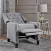 GDF Studio Izaak Tufted Back Fabric Recliner Chair, Light Gray