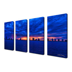 Ready2HangArt - Ready2hangart Chris Doherty 'Singer Skyline' 4-piece Canvas Wall Art - Prints And Posters
