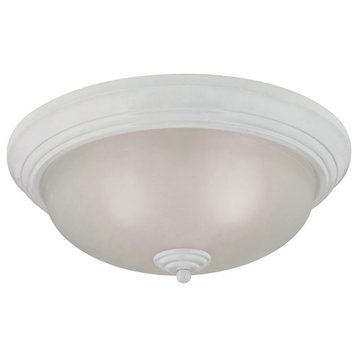 THOMAS 7013FM/40 Huntington 3-Light Flush Mount in White with Etched White Glass