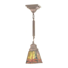 Meyda Lighting 5"Sq Prairie Dragonfly Mini Pendant, Pbag Flame Orange, 49100