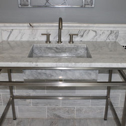 White Carrara Consoles - Bathroom Sinks