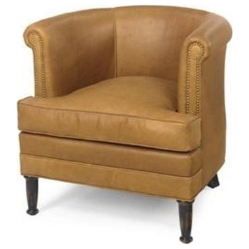 Accent Chair Occasional Library Tub Spool Leg Almond Off-White Poly