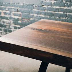 Live edge slab table with cast iron base - Dining Tables