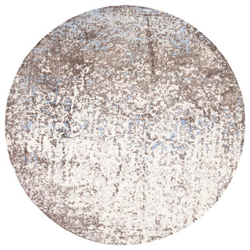 Expression Exp477F Vintage Distressed Rug, Ivory and Gray, 6'0"x6'0" Round