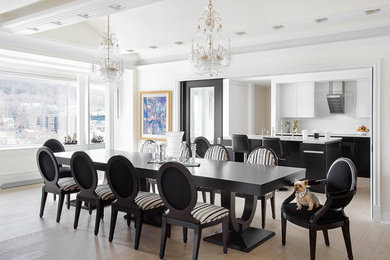 Large minimalist dining room photo in Montreal
