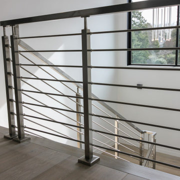 75_Modern Stairway: White Oak & Stainless Steel Balustrade, McLean VA 22101