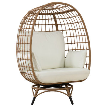 Sunjoy Light Brown Swivel Egg Cuddle Chair