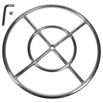 18" Round Fire Pit Burner Ring, Stainless Steel, Double Ring