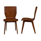 Elsa Bent Wood Dining Chair, Walnut Dark Brown, Set Of 2