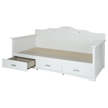 South Shore Tiara Twin Daybed With Storage, 39, Pure White