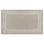 Mohawk Home - Mohawk Home Corona Knitted Bath Rug, Flint/White, 1' 8" x 2' 10" - Refresh the bath spaces around your home with this essential bath collection featuring a stylish classic bordered design. Fit for a spa, these plush bath rugs offer everyday durability, sumptuous softness, and exquisite style in a variety of versatile sizes and colors to bring any bath space to life. Designed to hold up under heavy wear and tear, these resilient bath rugs offer advanced soil, stain, fade, and skid protection - the perfect choice for high-traffic areas.